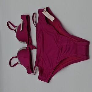 Victoria's Secret Very Sexy Shine Trim Push-Up and High Waist Bikini Pink 34A/M